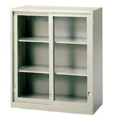 [第3-18項] 玻璃加框拉門上置式鋼製公文櫃